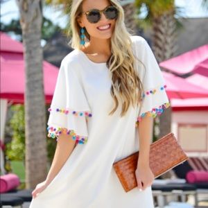 White “Dancing Pom Poms” dress